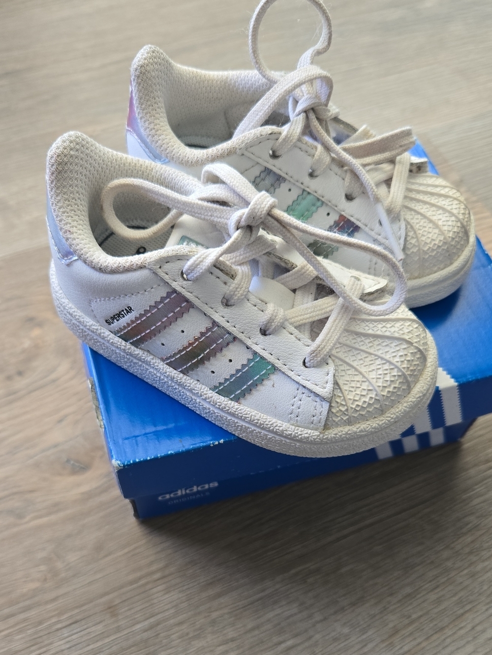 adidas Kids White Shell-Top Superstar Sneakers